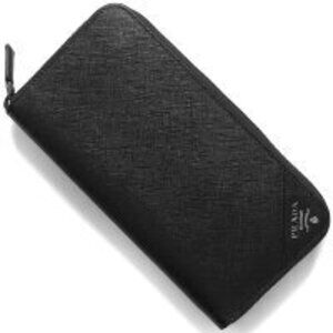 Prada Saffiano Long Wallet Black QME